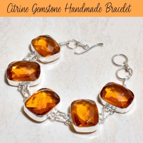 Golden Citrine Gemstone Handmade Bracelet - Picture 3 of 9